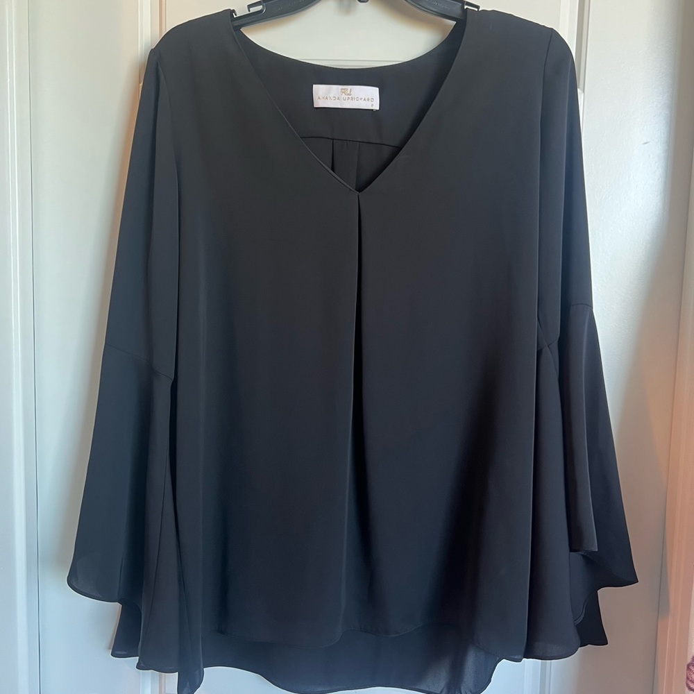 Amanda Uprichard S Black Bell Sleeve Blouse
